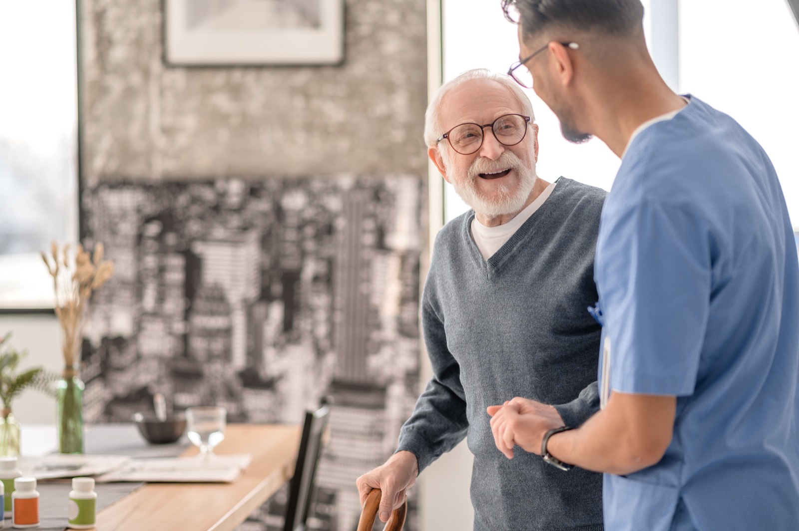 An Ally In-Care caregiver sharing a warm moment with a client at home